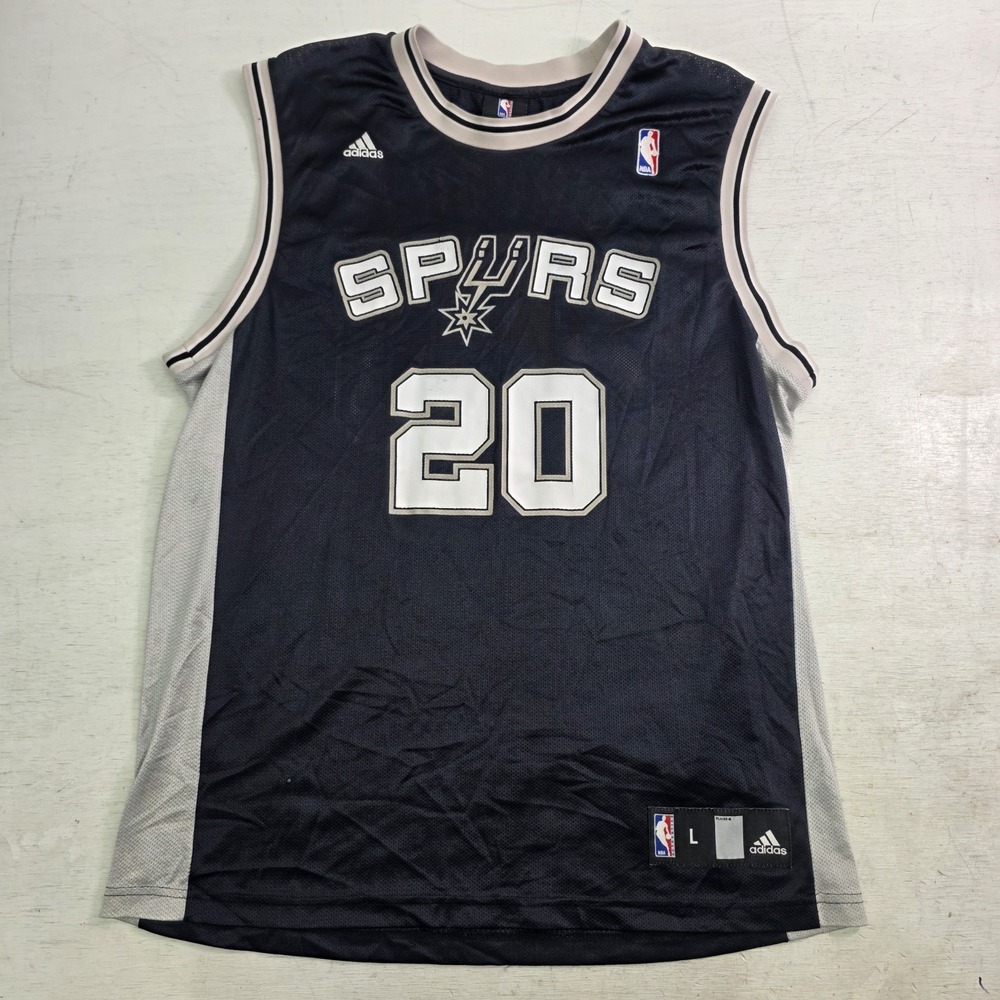 Vintage Adidas NBA San Antonio Spurs Manu Ginobili #20 Swingman Jersey Men's L